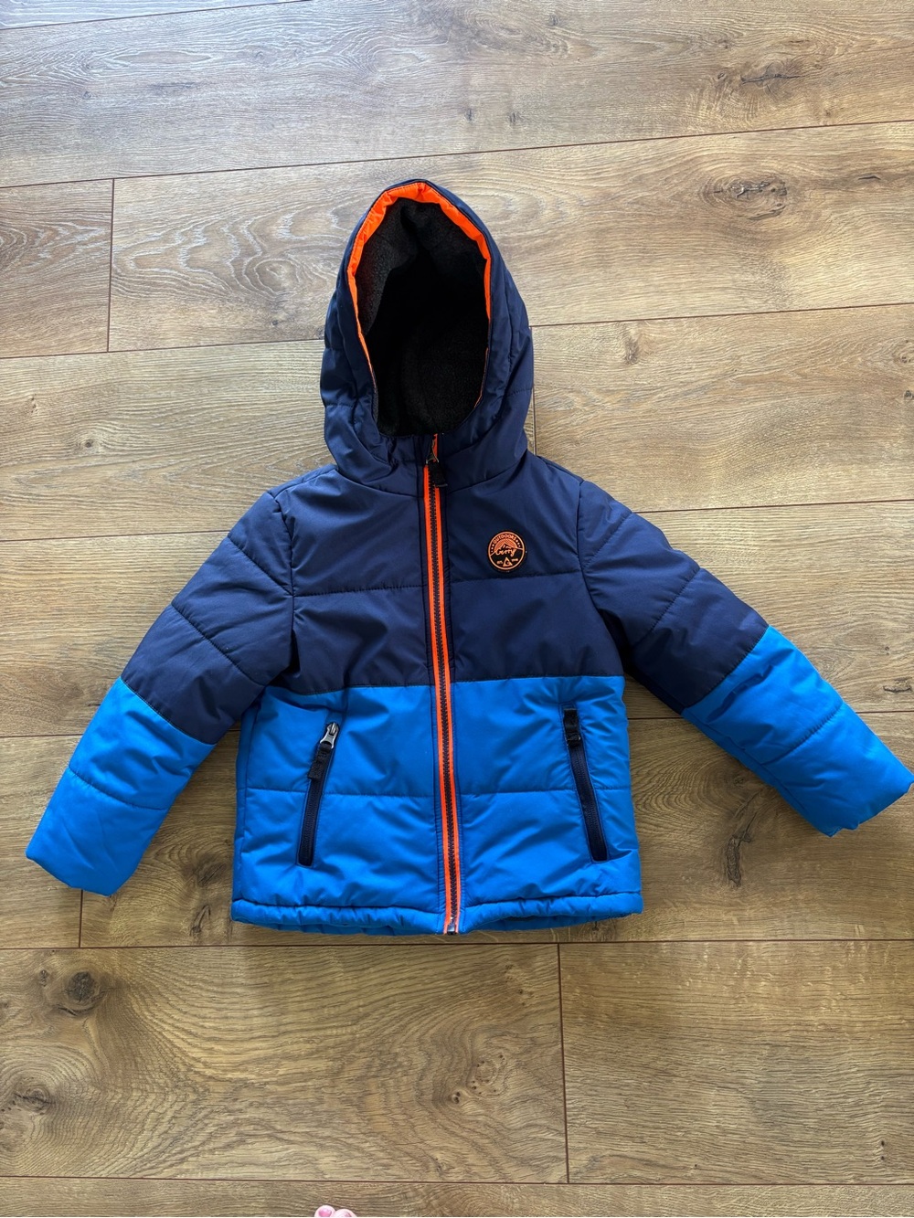 Gerry Weber Navy and Bright Blue Kids Puffer Jacket with Orange Trim